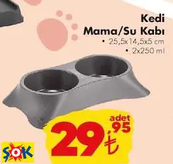 KEDİ MAMA/SU KABI 25.5X14.5X5 CM 2X250 ML